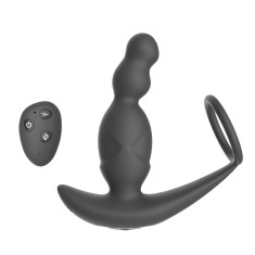 Playbird® - Roterende prostaat vibrator met cockring en kralen - zwart